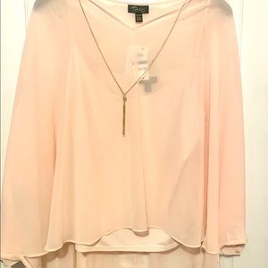 Thalia Sodi blouse in light pink with necklace detail
